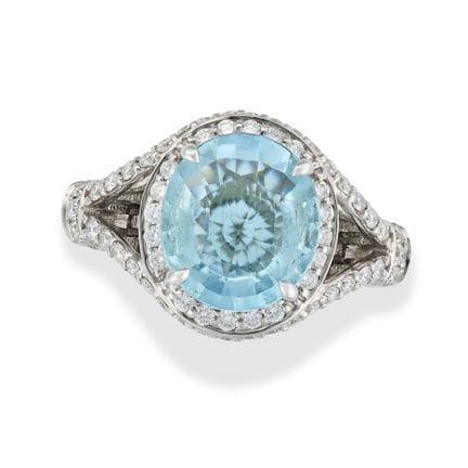 SANS PRIX DE RÉSERVE - BAGUE DE SOCIÉTÉ EN AQUAMAR
