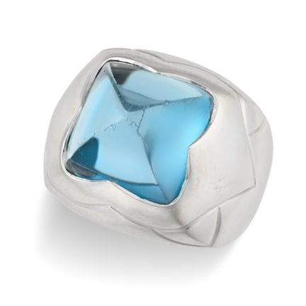 NO RESERVE - BULGARI, BLUE TOPAZ PYRAMID RING in 1