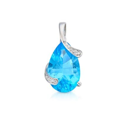 NO RESERVE - A BLUE TOPAZ PENDANT in 18ct white go
