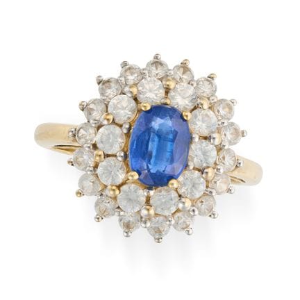 SANS PRIX DE DÉPART - BAGUE AVEC SAPHIR ET GRAPPES