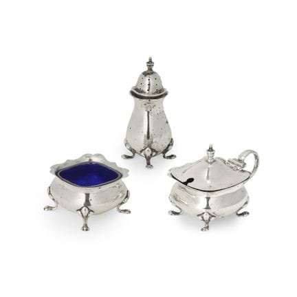NO RESERVE - AN ANTIQUE EDWARDIAN SILVER CRUET SET