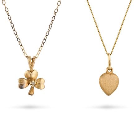 NO RESERVE - TWO GOLD PENDANT NECKLACES comprising