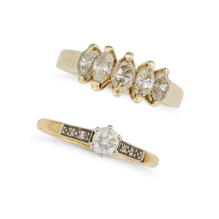 SANS PRIX DE RÉSERVE - DEUX BAGUES EN DIAMANTS com