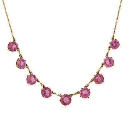 NO RESERVE - A VINTAGE PINK SPINEL NECKLACE in 9ct