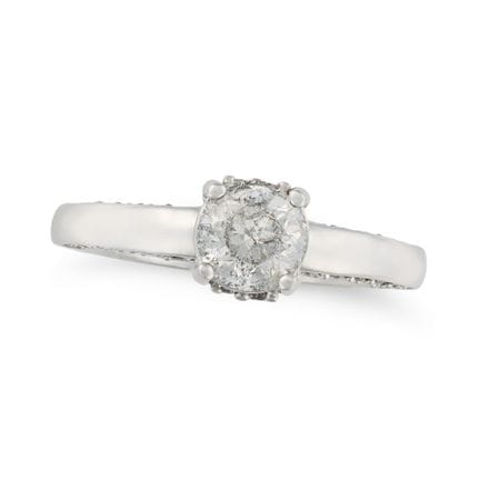 Ein DIAMANT-RING, besetzt mit einem runden Diamant