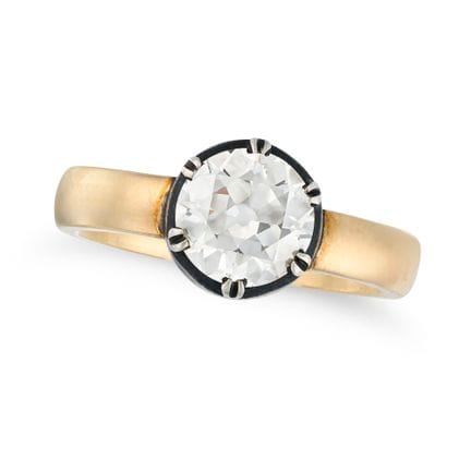 EIN SOLITÄR-DIAMANT-RING IM ALTEN SCHLIFF aus Gelb