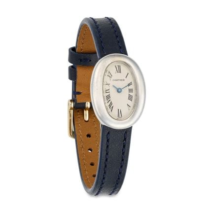 CARTIER, eine Damenarmbanduhr „Baignoire“ aus Weiß