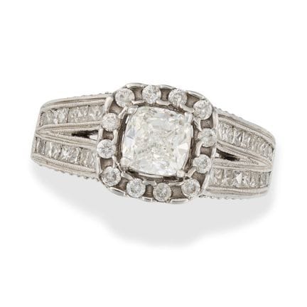 Ein DIAMANT-RING, besetzt mit einem Diamanten im K