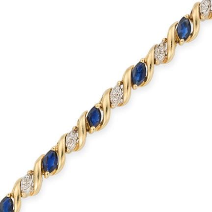 Ein Saphir- und Diamantarmband aus 14-karätigem Ge