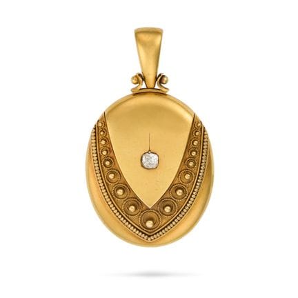 EIN SCHÖNER ANTIKER DIAMANT-MEDAILLON-ANHÄNGER, 19