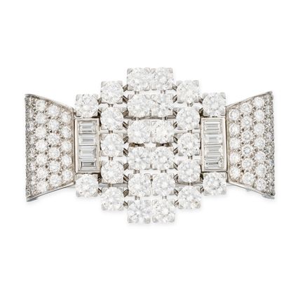 EINE EDLE VINTAGE-DIAMANT-DOPPELCLIP-BROCHE, beste