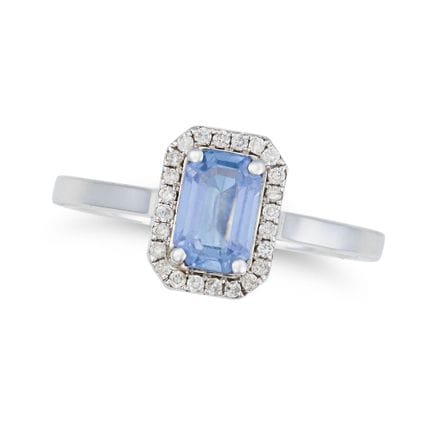 Ein Saphir- und Diamantring, besetzt mit einem ach