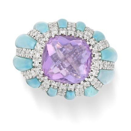 EIN ITALIENISCHER AMETHYST, AQUAMARIN- UND DIAMANT