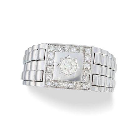 Ein DIAMANT-RING, besetzt mit runden Diamanten im 