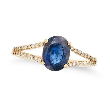 Ein Saphir- und Diamantring aus 14-karätigem Gelbg