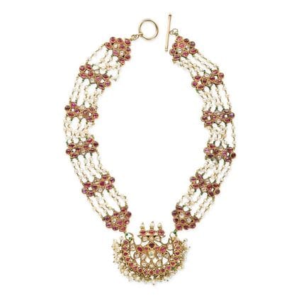 FINE ANTIQUE INDIAN RUBY, DIAMOND, NATÜRLICHE PERL
