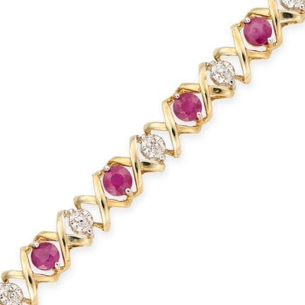 Ein Rubin- und Diamantarmband aus 14-karätigem Gel