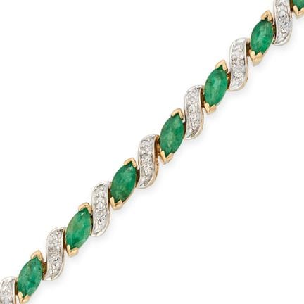 EIN SMARAGD- UND DIAMANTARMBAND aus 14-karätigem G