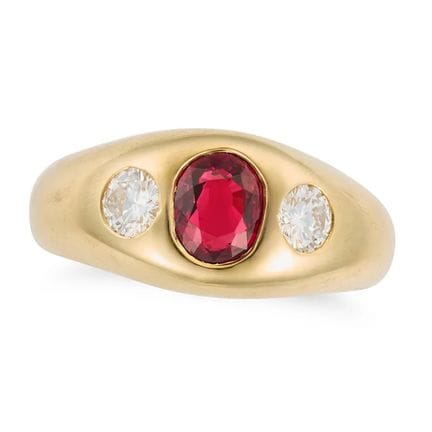 VINTAGE RUBY UND DIAMANT GYPSY RING, besetzt mit e