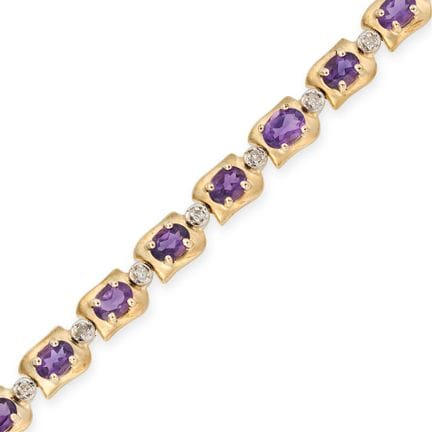 EIN AMETHYST- UND DIAMANT-ARMBAND aus 10-Karat-Gel
