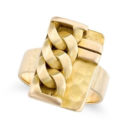 JEAN DESPRES, BAGUE EN OR jaune 18 carats, face re