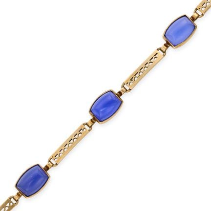 BRACELET ANTIQUE EN CALCÉDONIE BLEUE, DÉBUT DU XXe