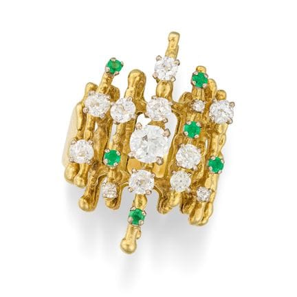 BAGUE DE SOIÉ MODERNISTE EN OR JAUNE, SERTI DE DIA