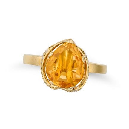 ANDREW GRIMA, BAGUE VINTAGE EN OPALE DE FEU ET DIA