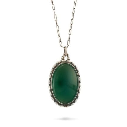 GEORG JENSEN,PENDANT ET CHAÎNE EN CHRYSOPRASE, 191