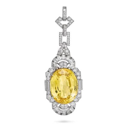 EXCEPTIONNEL PENDANT EN SAPPHIRE JAUNE ET DIAMANTS