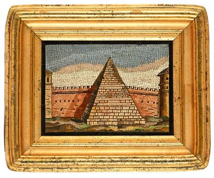 Kleine Mosaiktafel mit der Darstellung der Pyramid