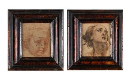 Paar Rahmen aus ebonisiertem Holz und Schildpatt, 