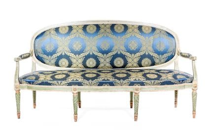 Canapé Louis XVI en bois laqué, fin du XVIIIe sièc