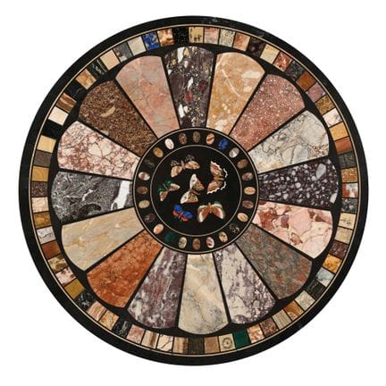 Runde florentinische Mosaikplatte mit Schmetterlin