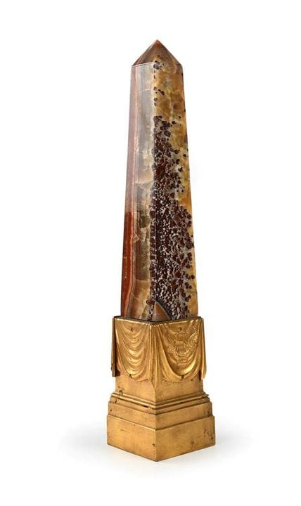 Brocatello marble and gilded bronze obelisk, 19th 