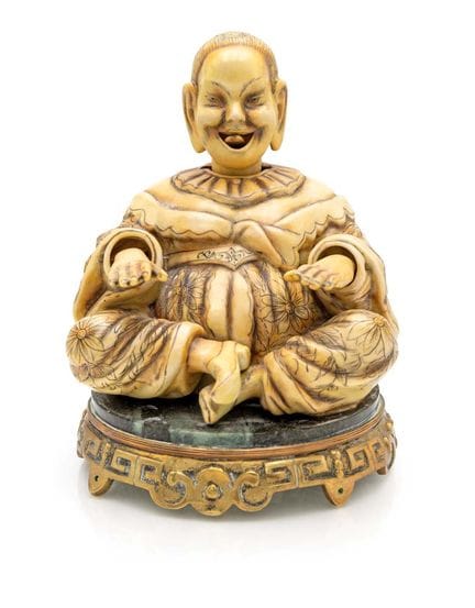 "Nodding magot" in monochrome porcelain, European 