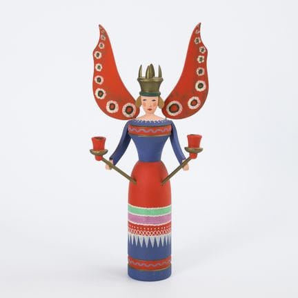 Ángel candelabro con alas rojas. Wendt &amp; Kühn.