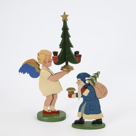 2 Flachfiguren aus Holz. Erzgebirge.  
 

 1930er/