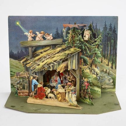 Crèche à monter en carton.  
 

 Vers 1900-1930. 
