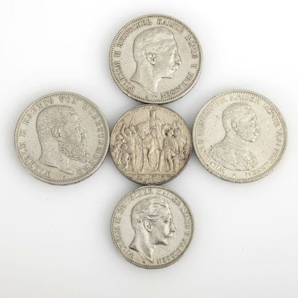 5 Münzen - Deutsches Reich.  
 

 
  
 

 Silber. 