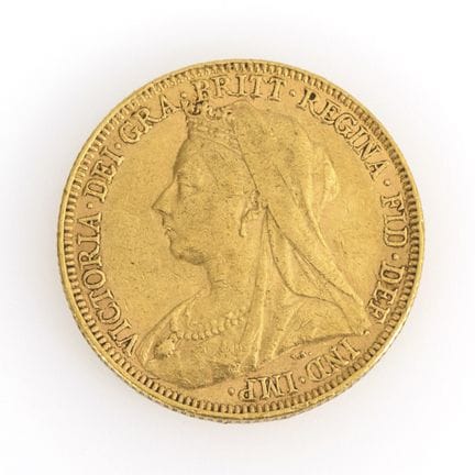 Goldmünze Sovereign, Königin Victoria.  
 

 1893.