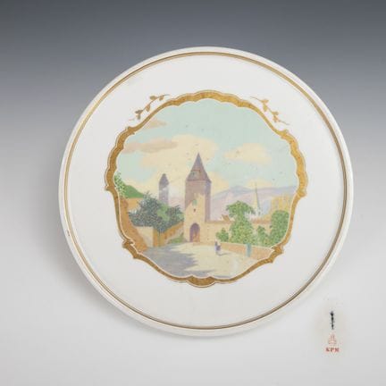 Assiette murale Art nouveau représentant une vue d