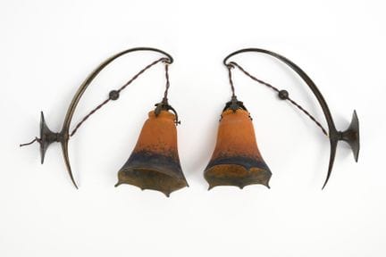 Paire d'appliques Art nouveau. Muller Frères, Luné