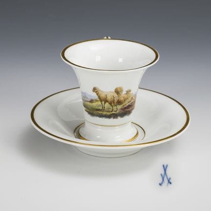 Tazza da esposizione con decorazioni animalier. Me