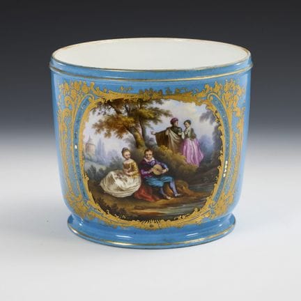 Cache-pot décoré d'une peinture à la manière de Wa