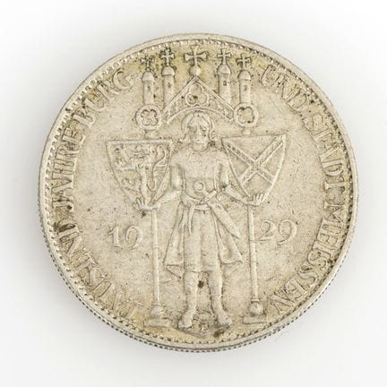 5 Reichsmark Meissen 1929.  
 

 
  
 

 Silber. 2