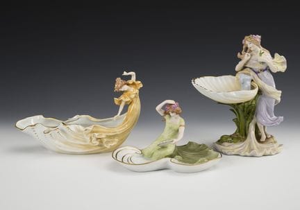 3 coupes figuratives de style Art nouveau. Schierh