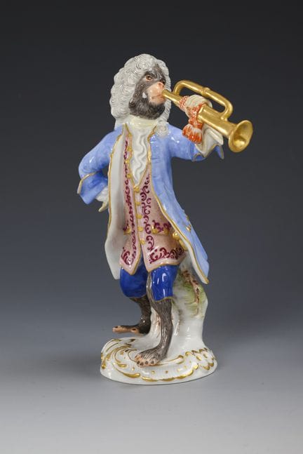 Scimmia trombettista. Meissen.  
 

 Marchio a for