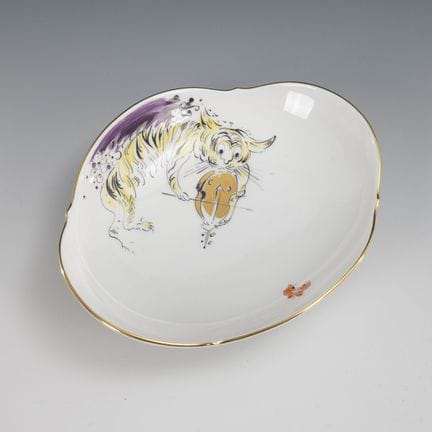 Coupe ovale « Tigre au violon ». Meissen.  
 

 Ma