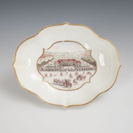 Ciotola barocca con veduta di un castello. Meissen